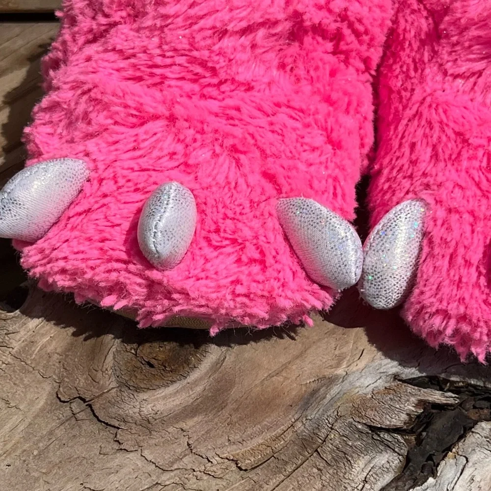 - Monster Pink is Furry Slippers SZ 4! EUC!